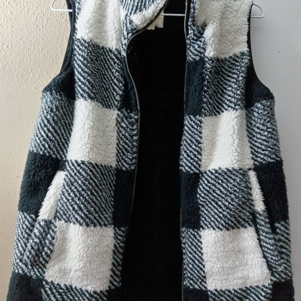 Thread & Supply Black and White Plaid Sweater Vest
